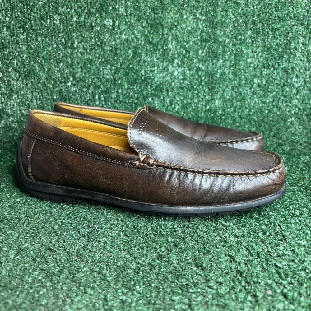 ECCO Classic Moc Vegetable Tanned Leather Slip On Driving Loafer Brown Mens 7.5
